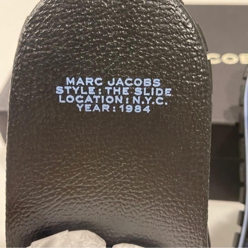 Marc Jacobs The Slide Sandals Navy Blue Logo Women Size US 5 EU 35 Comfy NEW‎ - Picture 11 of 16